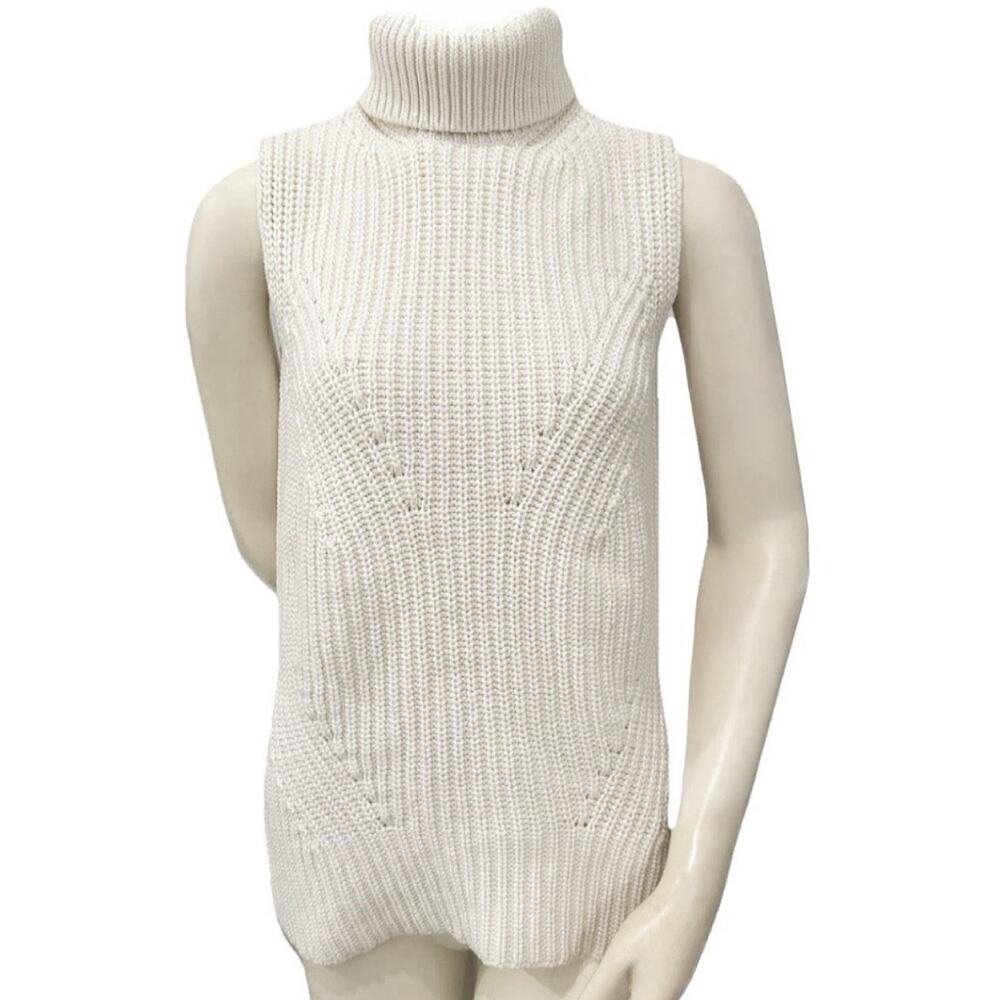 Minimalist Turtleneck Sweater Vest Wool Blend Medium Fall Office US 8